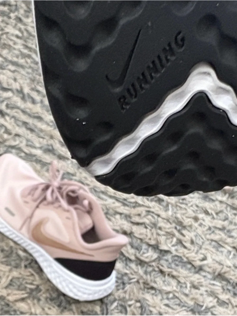 Nike Women's Blush and Black Running Sneakers, Size 6